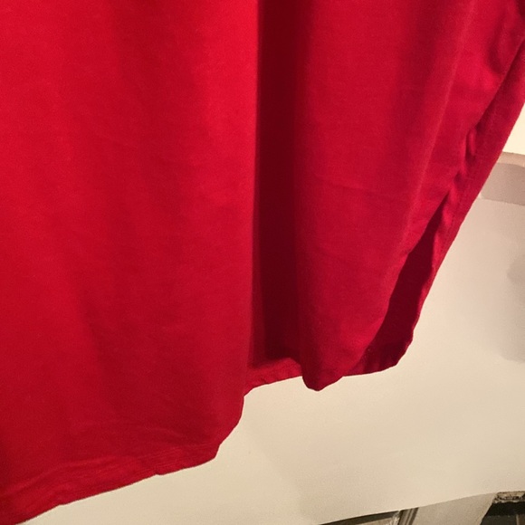 Zenana Plus Cotton Drawstring Waist Curved Hem Side Slits Dress Pockets Red 1X - Picture 4 of 8